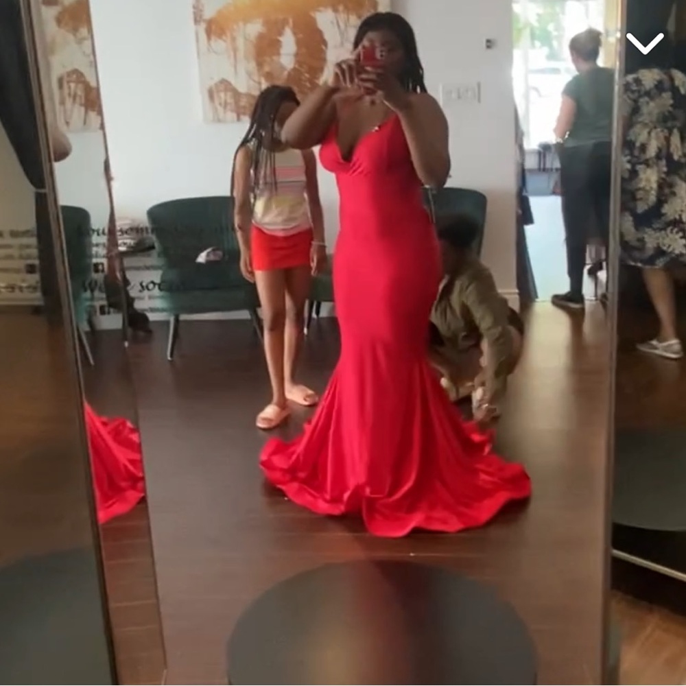 RED BACKLESS LONG PROM DRESS FOR SALE! - Picture 9 of 9